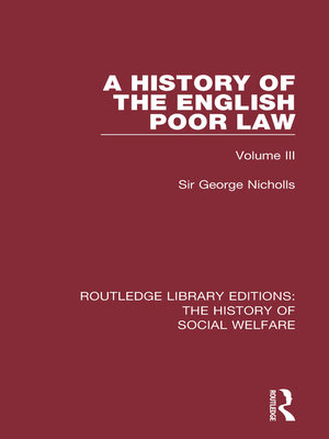 cover image of A History of the English Poor Law